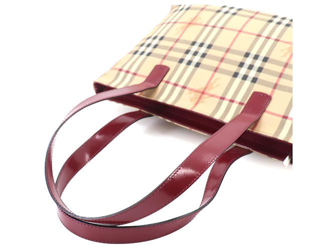 Borsa tote Burberry Nova Check Rosso Beige - vista 7