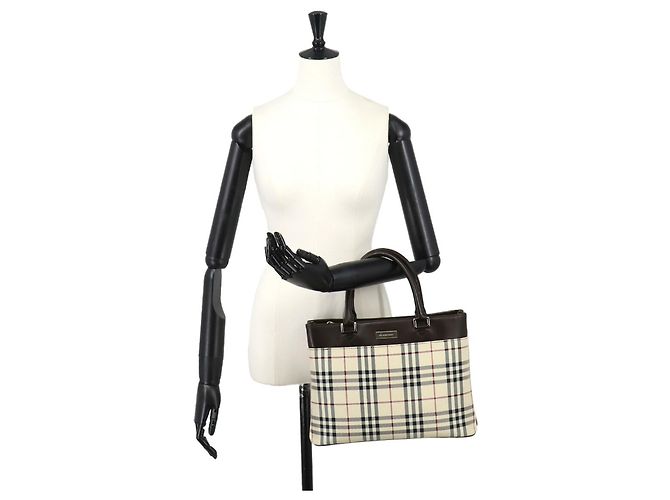 Borsa Tote Burberry Nova Check Marrone Beige - vista 11