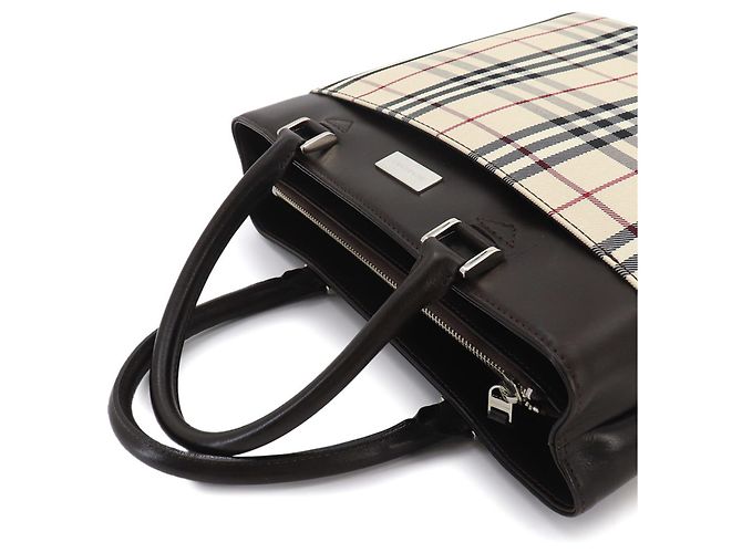 Borsa Tote Burberry Nova Check Marrone Beige - vista 6
