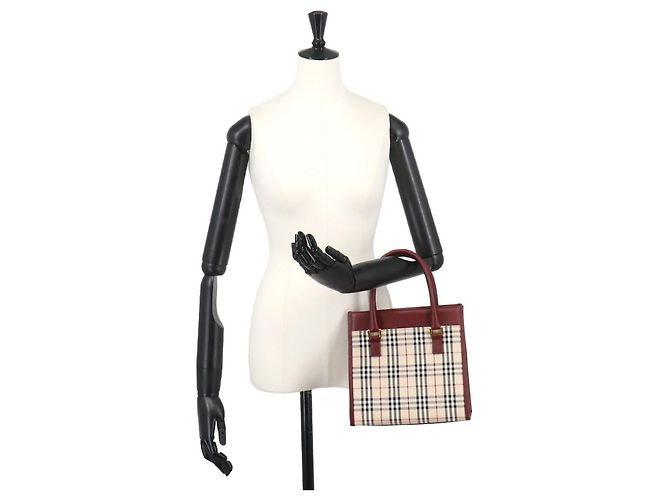 Borsa Burberry Nova Check Beige Bordò - vista 10