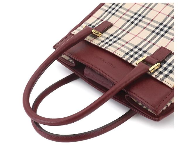 Borsa Burberry Nova Check Beige Bordò - vista 5