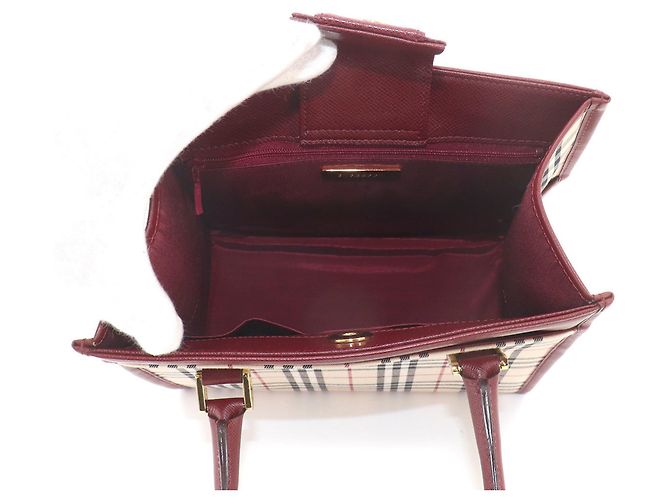 Borsa Burberry Nova Check Beige Bordò - vista 6