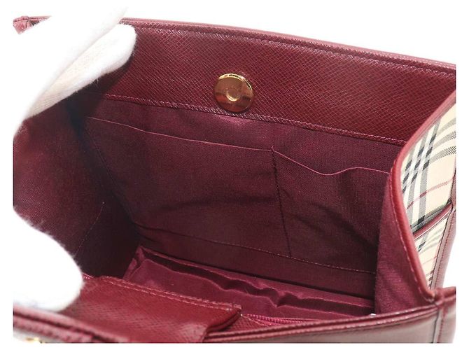 Borsa Burberry Nova Check Beige Bordò - vista 7