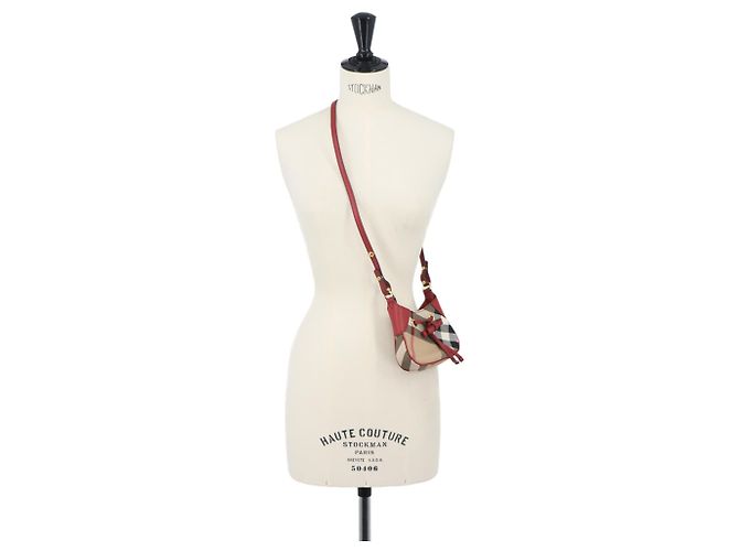 Burberry House Check Mini Schultertasche Rot Beige - Ansicht 11