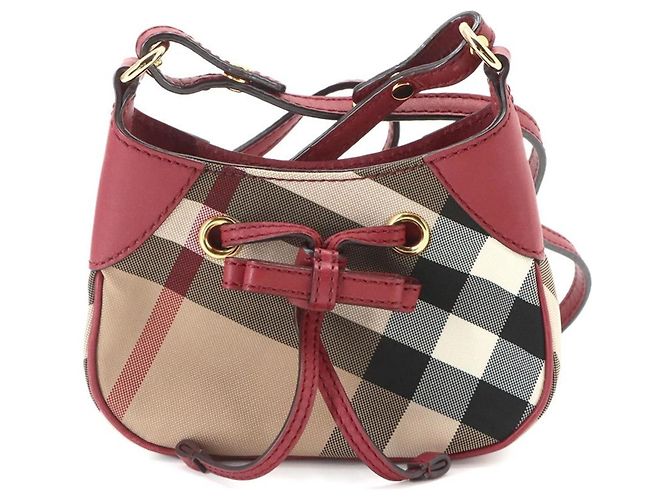 Burberry House Check Mini Schultertasche Rot Beige - Ansicht 2