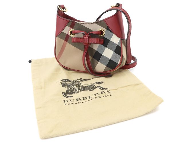 Burberry House Check Mini Schultertasche Rot Beige - Ansicht 3