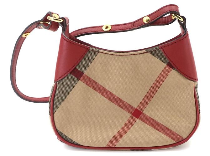 Burberry House Check Mini Schultertasche Rot Beige - Ansicht 4