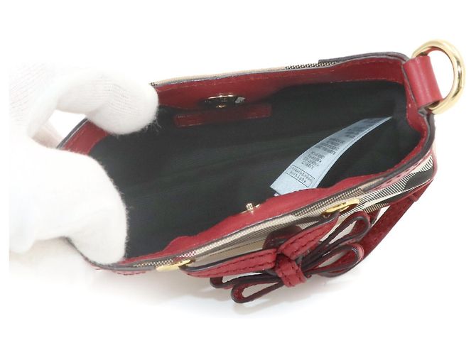 Burberry House Check Mini Schultertasche Rot Beige - Ansicht 8