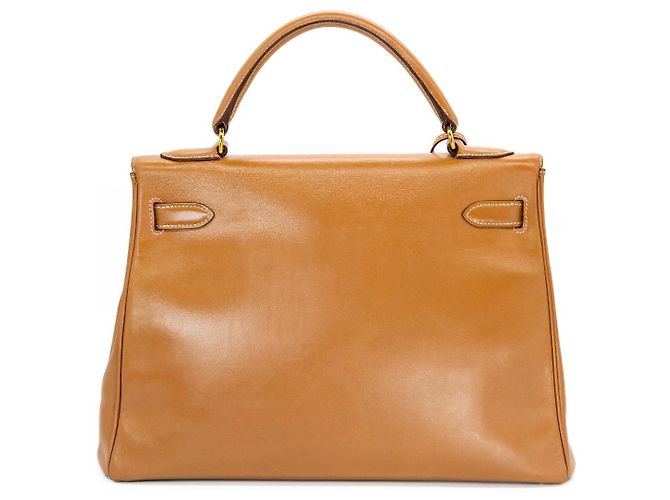 Borsa Hermès Kelly 32 Pelle Gold Cognac Marrone Beige Gold hardware - vista 11