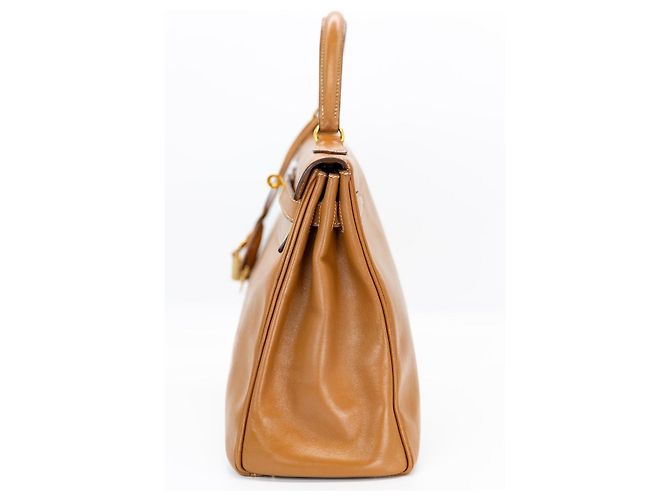Borsa Hermès Kelly 32 Pelle Gold Cognac Marrone Beige Gold hardware - vista 12