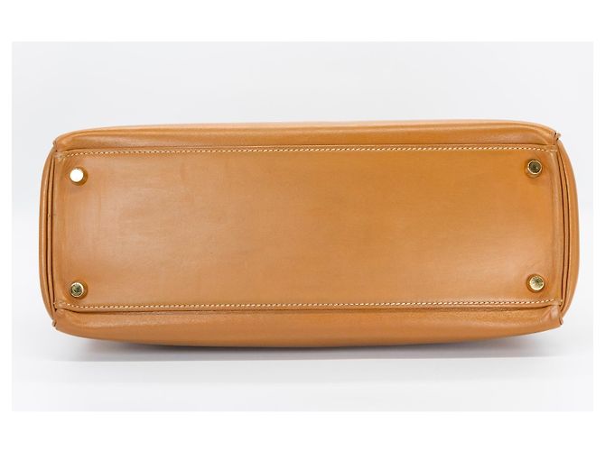 Borsa Hermès Kelly 32 Pelle Gold Cognac Marrone Beige Gold hardware - vista 13
