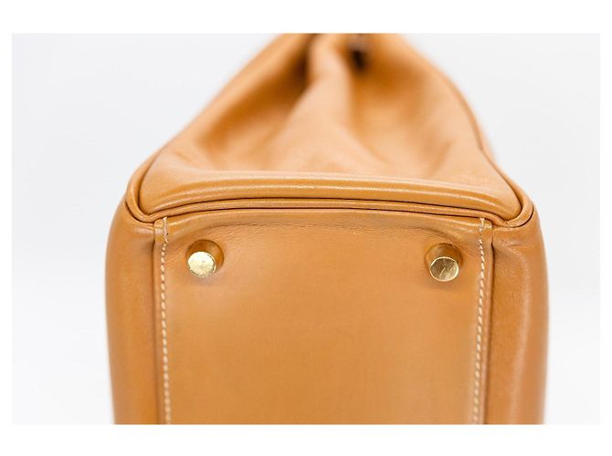 Borsa Hermès Kelly 32 Pelle Gold Cognac Marrone Beige Gold hardware - vista 15