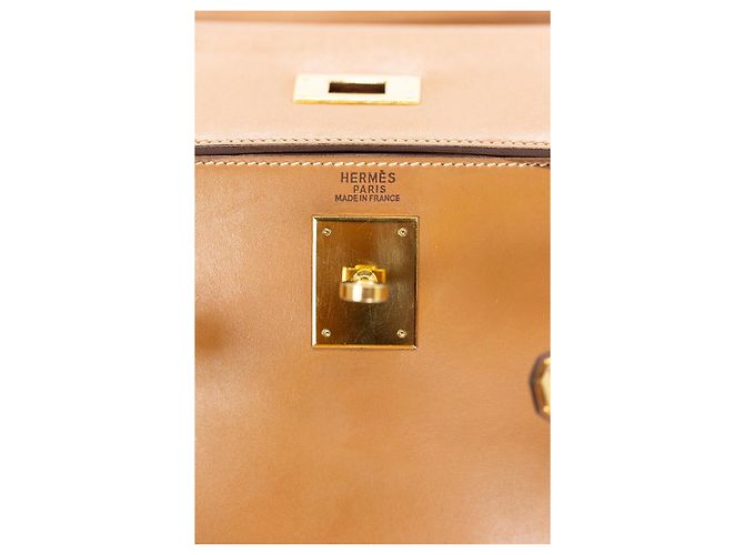 Borsa Hermès Kelly 32 Pelle Gold Cognac Marrone Beige Gold hardware - vista 16