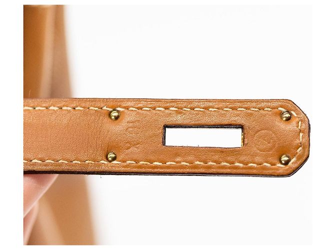 Borsa Hermès Kelly 32 Pelle Gold Cognac Marrone Beige Gold hardware - vista 17