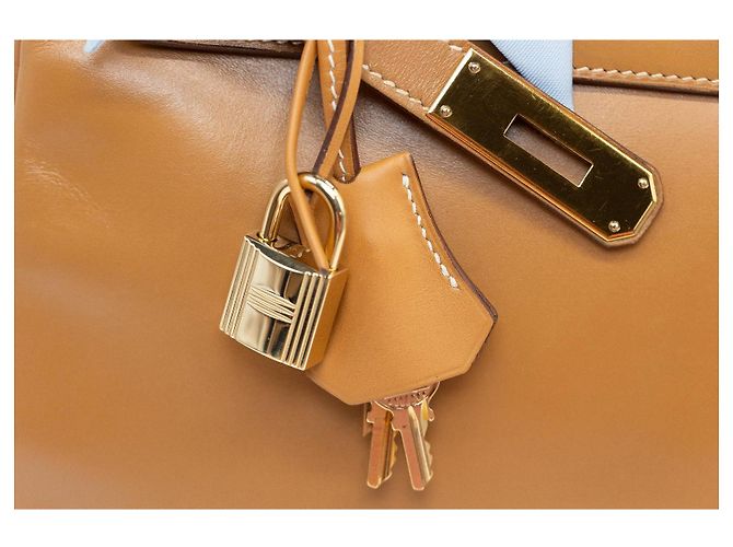 Borsa Hermès Kelly 32 Pelle Gold Cognac Marrone Beige Gold hardware - vista 4