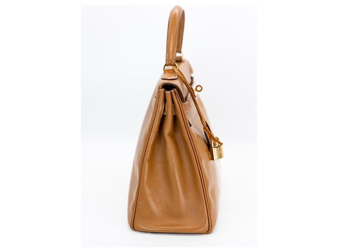 Borsa Hermès Kelly 32 Pelle Gold Cognac Marrone Beige Gold hardware - vista 7