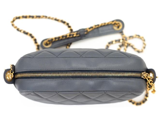Chanel Camera Bag Blu Grigio Pelle di Agnello Gold hardware - vista 11