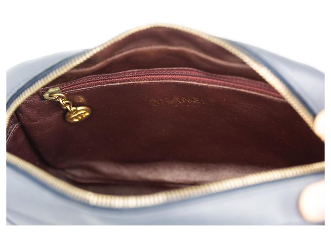 Chanel Camera Bag Blu Grigio Pelle di Agnello Gold hardware - vista 17