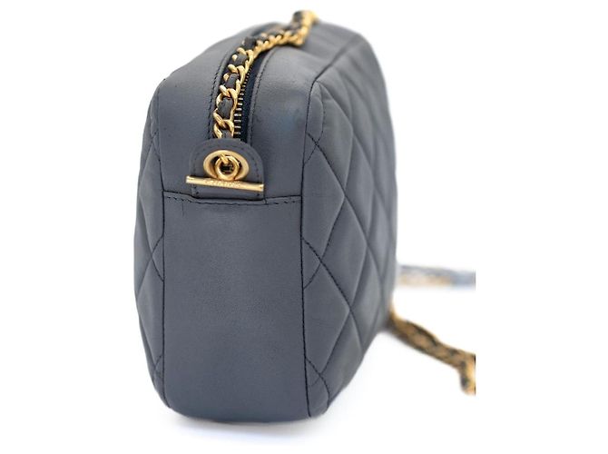 Chanel Camera Bag Blu Grigio Pelle di Agnello Gold hardware - vista 7