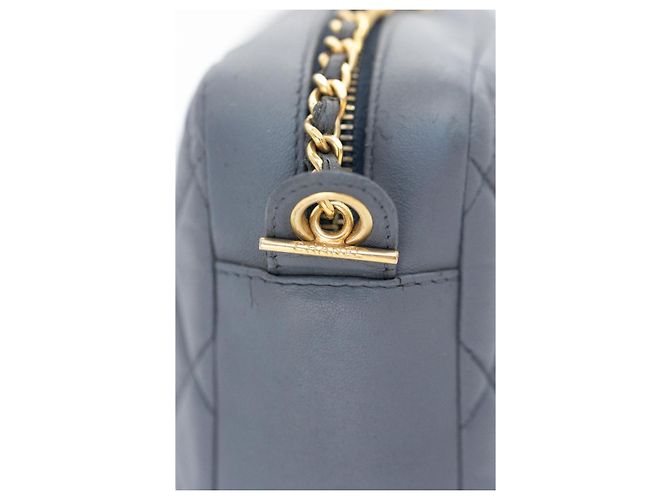 Chanel Camera Bag Blu Grigio Pelle di Agnello Gold hardware - vista 8