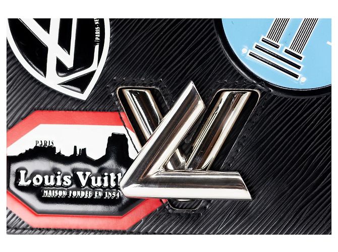Louis Vuitton Twist MM World Tour Pelle Epi Nera Nero Multicolore Silver hardware - vista 3