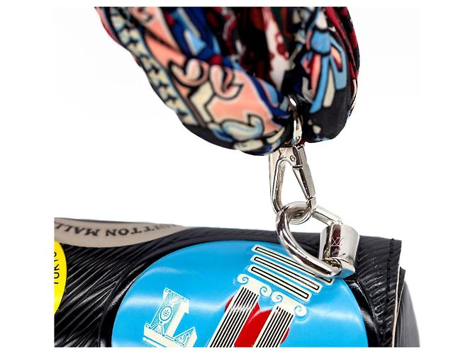 Louis Vuitton Twist MM World Tour Pelle Epi Nera Nero Multicolore Silver hardware - vista 5
