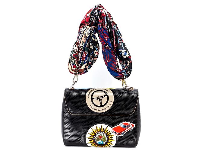Louis Vuitton Twist MM World Tour Pelle Epi Nera Nero Multicolore Silver hardware - vista 6