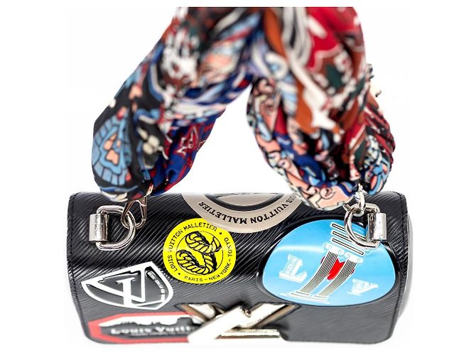 Louis Vuitton Twist MM World Tour Pelle Epi Nera Nero Multicolore Silver hardware - vista 7