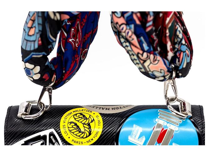 Louis Vuitton Twist MM World Tour Pelle Epi Nera Nero Multicolore Silver hardware - vista 8