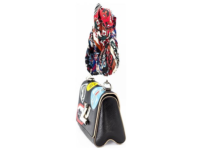 Louis Vuitton Twist MM World Tour Pelle Epi Nera Nero Multicolore Silver hardware - vista 9