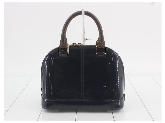 Louis Vuitton Alma BB Borsa in pelle verniciata blu navy e monogram Blu scuro - vista 11