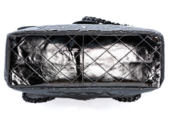 Chanel Double Face Maxi 30 Lackleder Schwarz Handtasche - Ansicht 10