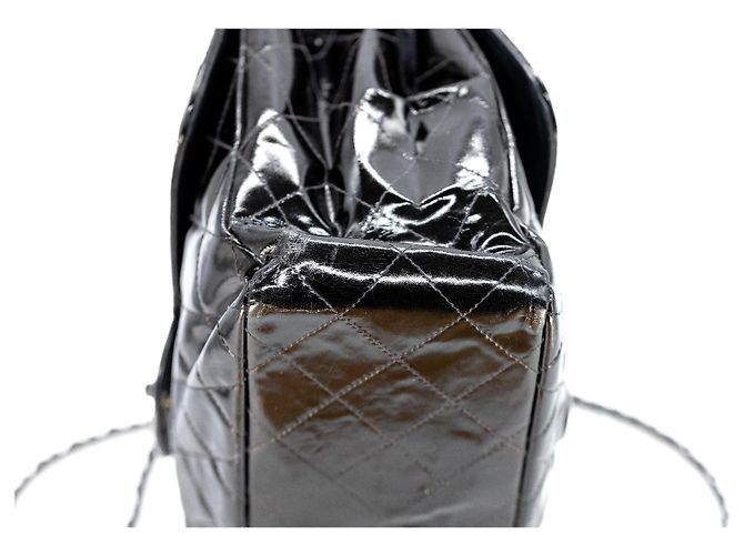 Chanel Double Face Maxi 30 Lackleder Schwarz Handtasche - Ansicht 11