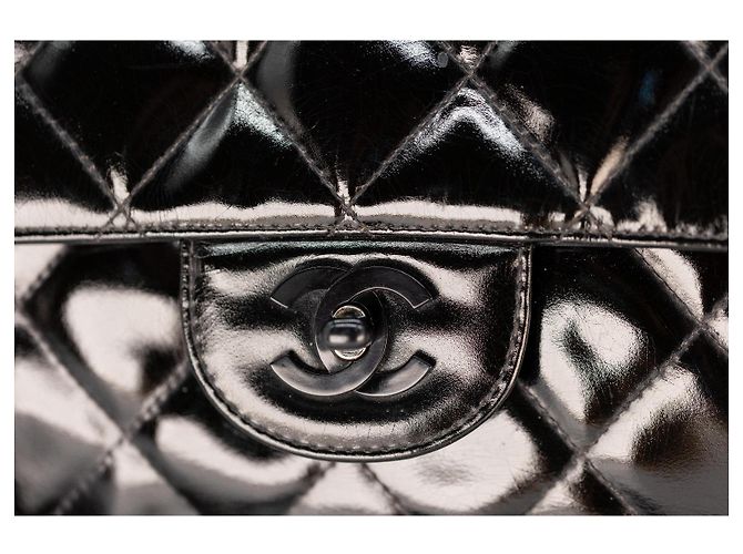 Chanel Double Face Maxi 30 Lackleder Schwarz Handtasche - Ansicht 3