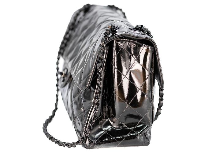 Chanel Double Face Maxi 30 Lackleder Schwarz Handtasche - Ansicht 6