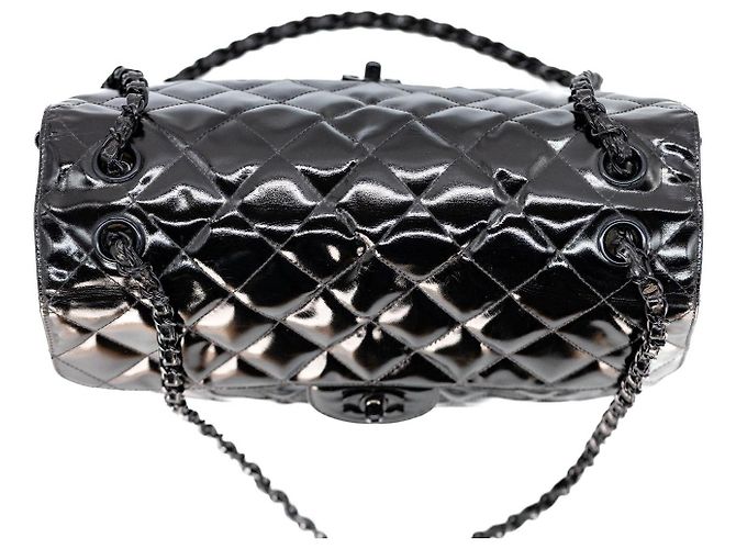 Chanel Double Face Maxi 30 Lackleder Schwarz Handtasche - Ansicht 7