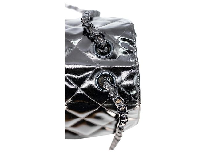 Chanel Double Face Maxi 30 Lackleder Schwarz Handtasche - Ansicht 9