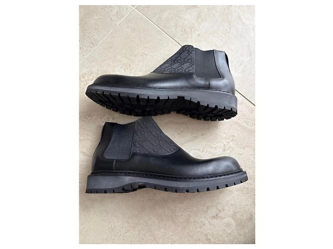 Christian Dior Oblique Lederstiefel Schwarz - Ansicht 2