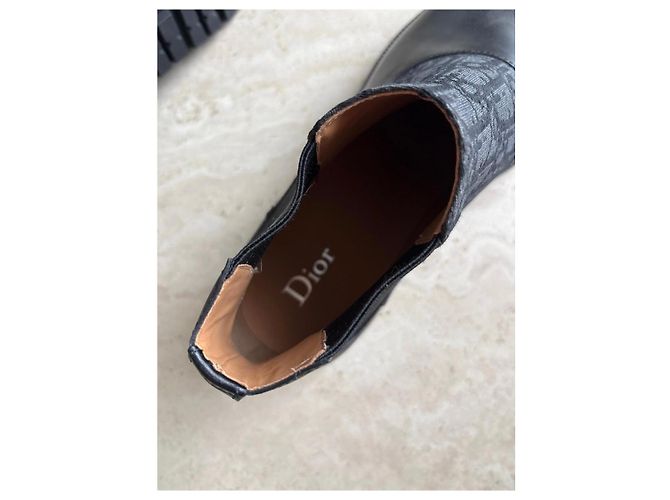 Christian Dior Oblique Lederstiefel Schwarz - Ansicht 8