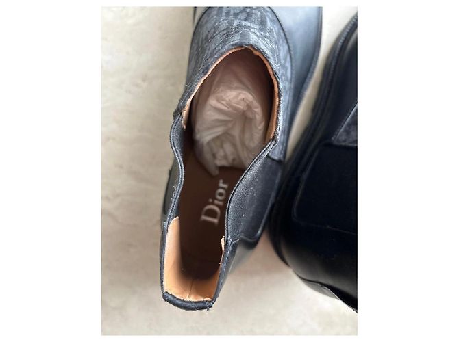 Christian Dior Oblique Lederstiefel Schwarz - Ansicht 9