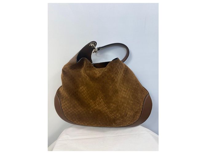 Gucci Monogram Hobo-Tasche aus Wildleder Braun - Ansicht 2