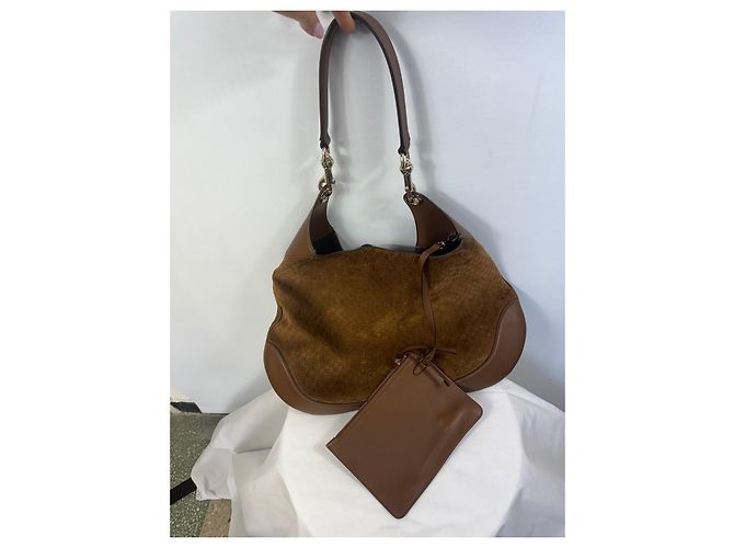 Gucci Monogram Hobo-Tasche aus Wildleder Braun - Ansicht 4