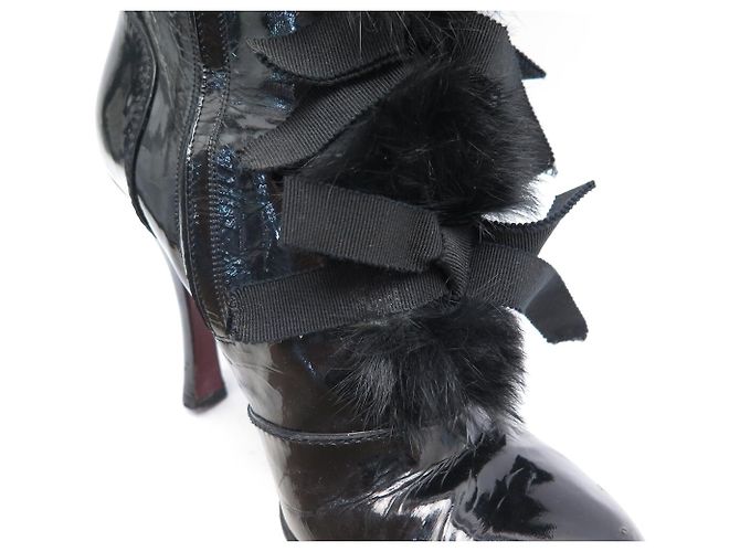 BOTAS LOUIS VUITTON DE CUERO CHAROL NEGRO & PELO DE CONEJO 39 HIGH BOOTS - vista 17