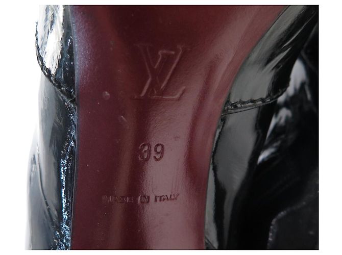 BOTAS LOUIS VUITTON DE CUERO CHAROL NEGRO & PELO DE CONEJO 39 HIGH BOOTS - vista 8