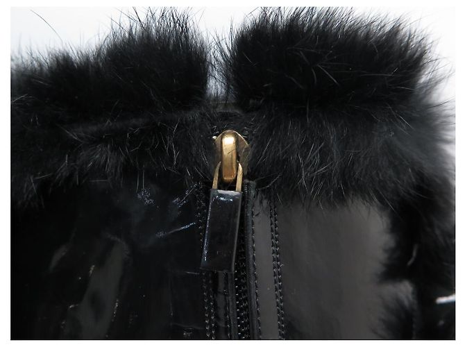 BOTAS LOUIS VUITTON DE CUERO CHAROL NEGRO & PELO DE CONEJO 39 HIGH BOOTS - vista 9