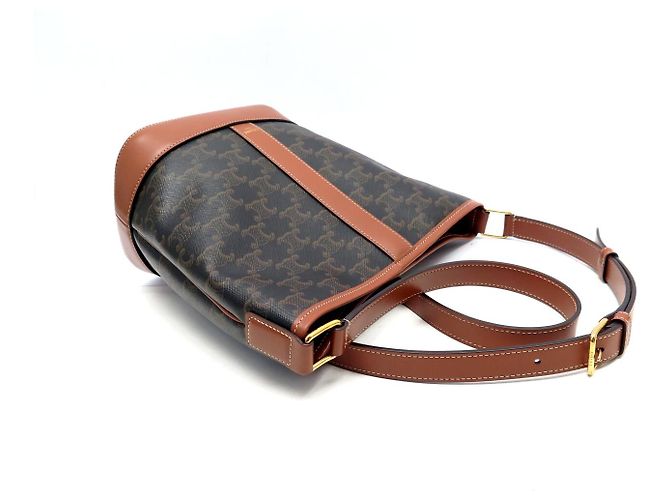 Céline BORSA A MANO CELINE SEAU PM 191442 IN tela TRIOMPHE E VITELLO BORSA A TRACCOLLA Marrone - vista 4