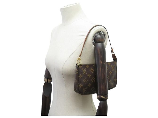 VINTAGE LOUIS VUITTON POCHETTE ACCESSOIRES NM M40712 MONOGRAM HANDTASCHE Braun - Ansicht 7