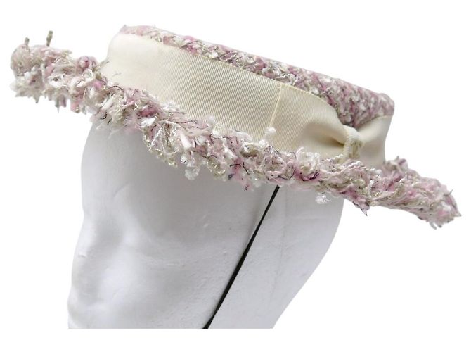 NEUER CHANEL TWEED HUT T58 ROSA CAPELINE CC LOGO WIDE BRIMMED HAT Pink - Ansicht 2