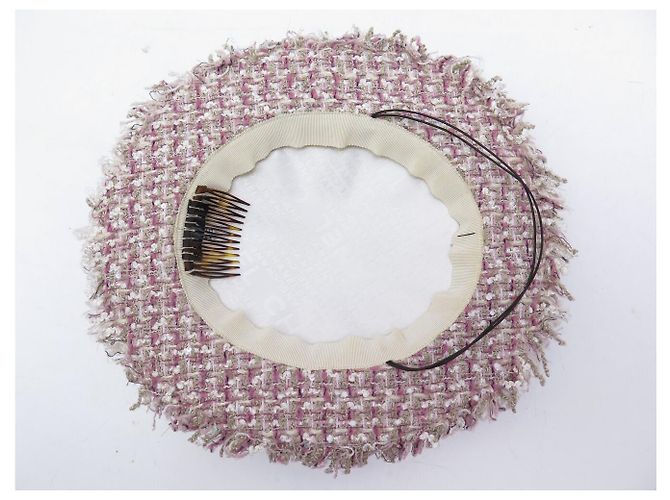 NEUER CHANEL TWEED HUT T58 ROSA CAPELINE CC LOGO WIDE BRIMMED HAT Pink - Ansicht 6