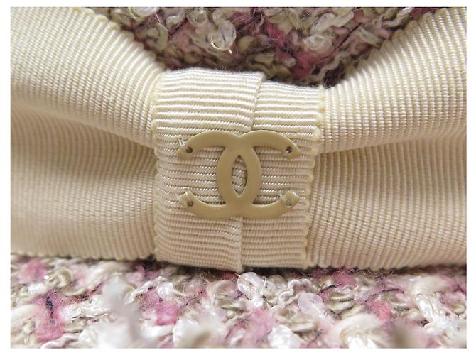 NEUER CHANEL TWEED HUT T58 ROSA CAPELINE CC LOGO WIDE BRIMMED HAT Pink - Ansicht 9